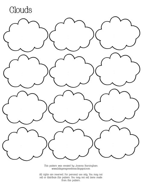 Cloud printable Clouds Worksheet, Cloud Printable, Cloud Outline, Cloud Template, Preschool Weather, Icing Transfers, Weather Theme, Printable Shapes, Weather Unit