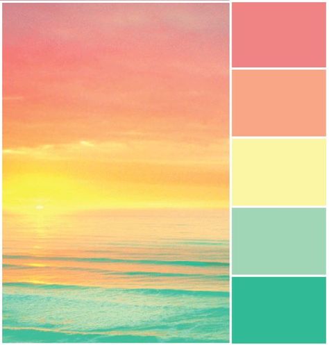 Sunset Beach Palette, Bright Beach Color Palette, Summer Sunset Color Palette, Summer Beach Color Palette, Beach Color Combos, Color Palette For Instagram Feed, Beach Colour Palette, Summer Color Schemes, Sunset Colour Palette