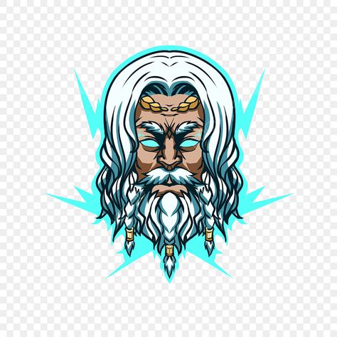 Zeus Greek, Head Clipart, Lightning Logo, Head Illustration, Summer Backgrounds, Greek Gods, Clipart Images, Png Clipart, Free Png