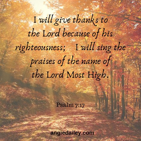 Psalm 7:17 Psalm 129, Encouragement Verses, Citation Parents, Psalm 118 1, Psalm 141, Psalm 7, Worshiping God, Psalm 17, Give Thanks In All Circumstances