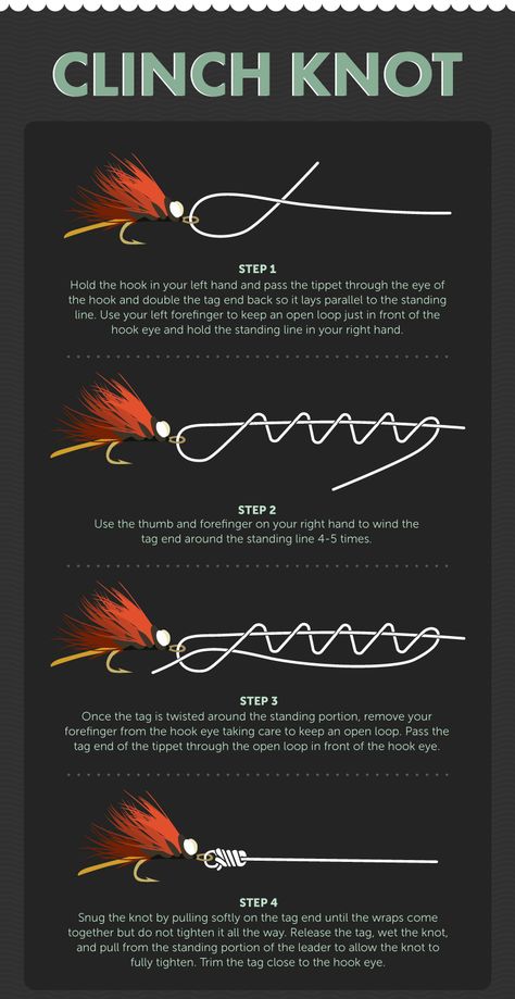 Fly Fishing Knots, Fishing Hook Knots, Fly Fishing For Beginners, Kayak Fishing Tips, Hook Knot, Clinch Knot, Fishing Basics, Fishing For Beginners, Fly Fishing Tips