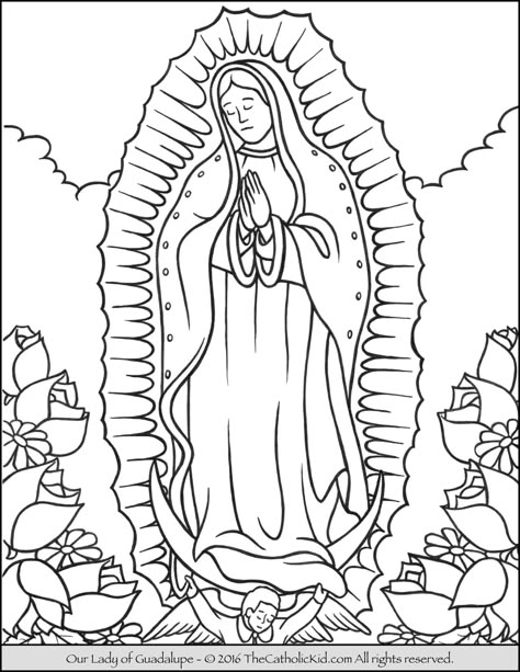 Our Lady of Guadalupe Coloring Page Mary Of Guadalupe, Saint Coloring, Den Mrtvých, Virgin Of Guadalupe, Catholic Kids, Our Lady Of Guadalupe, Lady Of Guadalupe, Easy Coloring Pages, Coloring Pages To Print