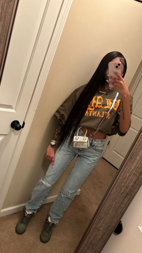 Plt Jeans Outfit, Olive Green 5s Outfit, Fly Shi Only Outfits, Grad Bash Outfit Ideas, Outfit Ideas Summer Baddie, Fall Outfits Women Black Woman, Mirror Flicks, Fly Outfit, Cute Birthday Outfits