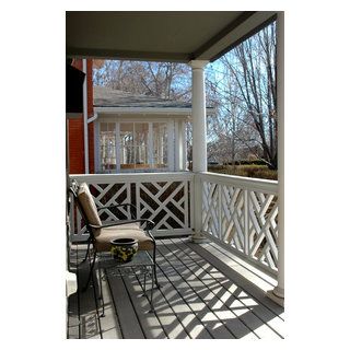 Chinese Chippendale Railing - Prop - Traditional - House Exterior - Denver - by Chelsea & Meade Chippendale Railings | Houzz UK Johnson House, Chinese Chippendale, Porch Railing, Railing Design, Decks And Porches, Railing, Club House, Denver, Traditional House