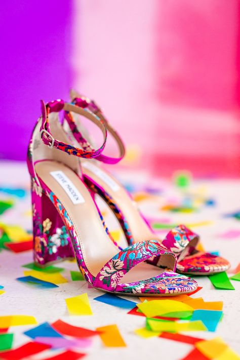 Colourful Heels, Floral Bridal Shoes, Floral Wedding Shoes, Hoco Heels, Colorful High Heels, Pink Wedding Shoes, Fun Wedding Shoes, Wedding Shoes Bride, Wedding Shoes Flats