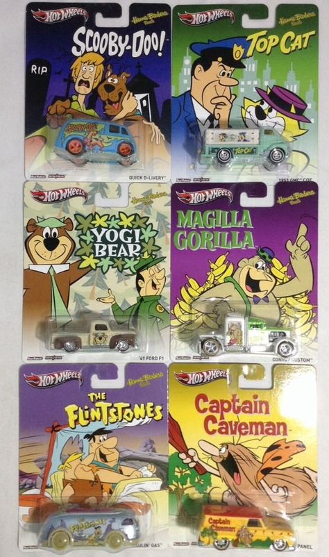 Complete Set Hot Wheels Pop Culture Hanna Barbera Set Hot Wheels Display Case, Hot Wheels Storage, Disney Cars Toys, Hot Wheels Display, Nostalgic Candy, Cars Ideas, Die Cast Cars, Color Mixing Chart, Hot Weels