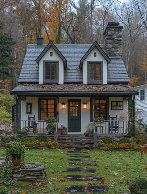 Granny Pod, Fairytale House, Porch Lights, Curated Home, Cottage In The Woods, House Exteriors, Home Space, Fantasy House, Up House