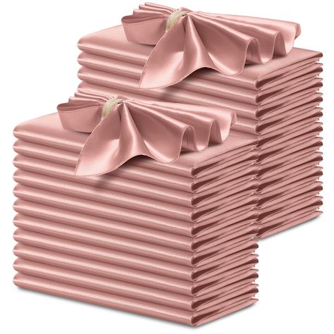 PRICES MAY VARY. FANCY SATIN NAPKINS: Square Rose Gold Napkins are crafted from 100% polyester satin fiber, with soft feeling in hand, smooth and delicate. Shiny satin dinner napkins with neat edges, which can be folded into various shapes with good plasticity. ELEGANTLY DESIGNED: Table cloth napkins can be used to match the many style of furniture, add the much needed vibe of romantic, noble, comfortable to you any commercial or private event. EXCELLENT WORKMANSHIP: Tightly woven fabric cause l Rose Gold Table Decor, Wedding Dinner Napkins, Rose Gold Table, Rose Gold Satin, Party Restaurant, Gold Napkins, Napkin Design, Banquet Party, Dinner Decoration