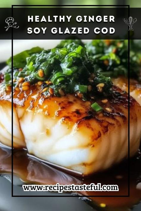 This flavorful and healthy Ginger Soy Glazed Cod recipe combines the umami of soy sauce with the warmth of ginger. Simple to prepare, it delivers a delicious, Asian-inspired meal in just a few steps. Asian Fusion Recipes, Cod Recipe, Cod Recipes, Asian Inspired Recipes, Ginger Recipes, Fusion Food, Quick Weeknight Meals, Fish Dishes, Fish And Seafood