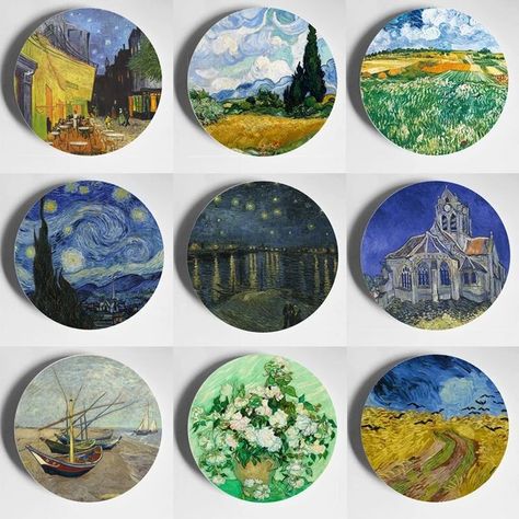 Painting Porcelain, European Decor, Van Gogh Painting, Disc Style, Plate Ceramic, Van Gogh Paintings, Hanging Plates, Wall Plate, Decorative Wall