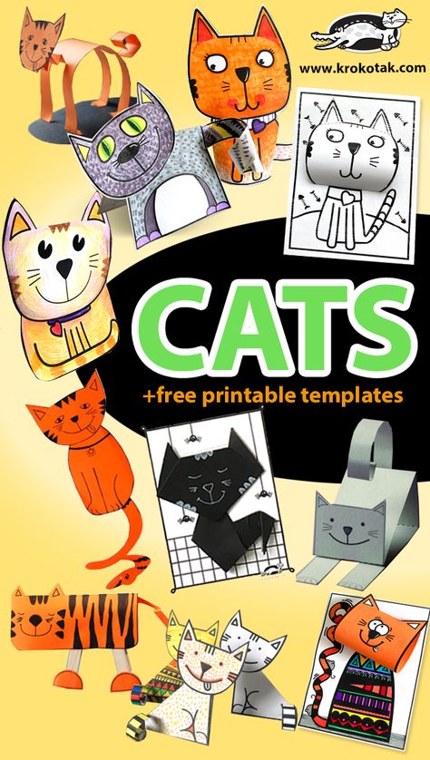 Educational and craft activities for kids and parents Paper Crafts Free Printable, Cat Template Free Printable, Preschool Diy Crafts, Halloween Diy Kids, Cat Flag, Fall Paper Crafts, International Children's Day, Cat Template, Craft Halloween