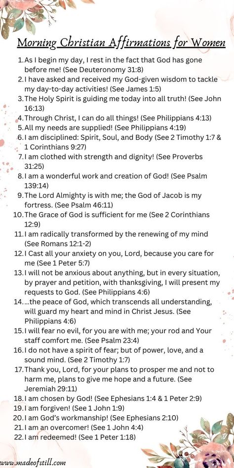 Powerful Morning Prayer, Learn The Bible, Christian Affirmations, Bible Study Notebook, Christian Bible Study, Bible Study Lessons, Bible Study Verses, Affirmations For Women, Bible Motivation