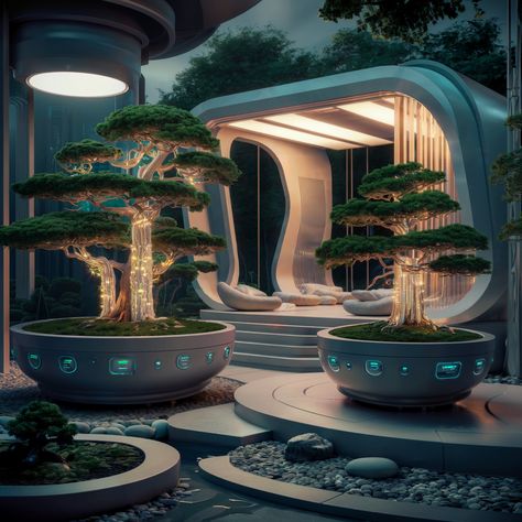 Find peace in this futuristic zen oasis 🌿✨ #zengarden #smartplants Futuristic Power Plant, Futuristic Garden Design, Futuristic Plants, Futuristic Garden, Find Peace, Marketing Ideas, Power Plant, Zen Garden, Finding Peace