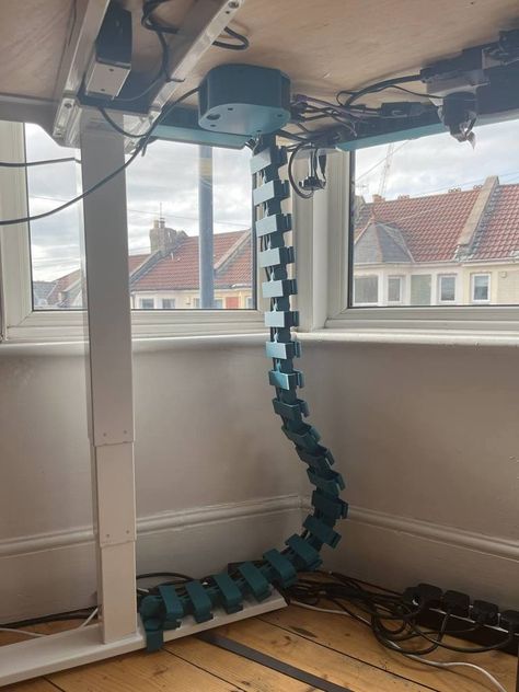 3D Printed Cable Management Spine by ScottGibb - Thingiverse Standing Desks, Print 3d, Cable Management, 3d Printed, Cable, Desk