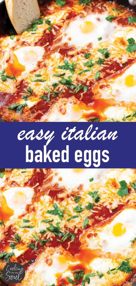 Italian Baked Eggs, Italian Breakfast Recipes, Eggs In Purgatory, Gut Diet, Baked Eggs Recipe, Healthy Brunch Recipes, Mexican Breakfast Recipes, Italian Breakfast, Healthy Brunch