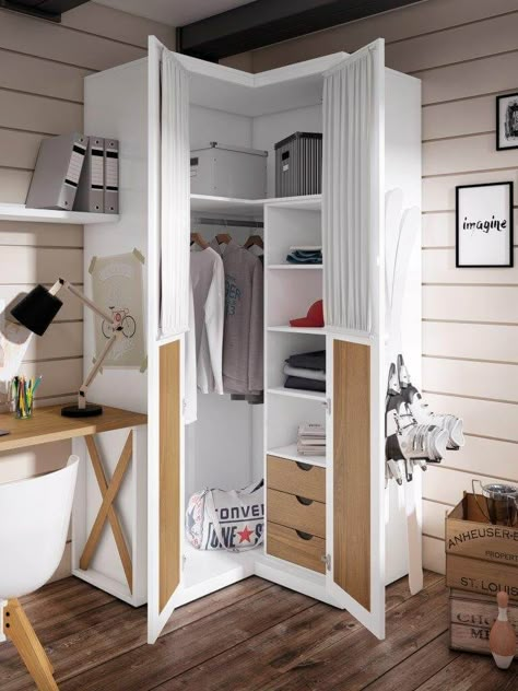 30 Amazing Corner Wardrobe Ideas Small Room Wardrobe Ideas, Corner Wardrobe Closet, Closet Design Ideas, Wardrobe Design Ideas, Closet Small Bedroom, Corner Closet, Custom Closet Design, Organized Bed, Corner Wardrobe