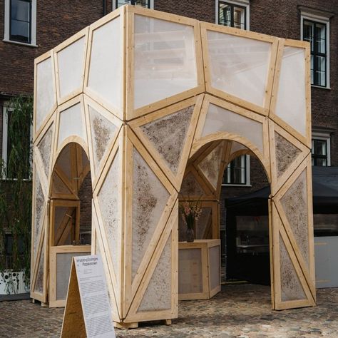 Mushroom mycelium design | Dezeen Wooden Pavilion, 3d Printing Architecture, Wooden Building, Bjarke Ingels, Parametric Architecture, Traditional Building, Space Architecture, London Design, Built Environment