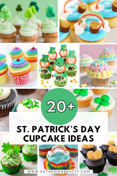 20+ St. Patrick's Day Cupcake Ideas — Gathering Beauty Shamrock Shake Cupcakes, Pot Of Gold Cupcakes, Mint Chocolate Chip Cupcakes, Shamrock Cupcakes, Guinness Cupcakes, Oreo Frosting, Confetti Cupcakes, Rainbow Frosting, Lucky Charms Marshmallows