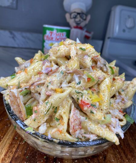 Cajun Crab Pasta Salad - Tony Chachere's Pasta Shrimp Salad, Crab Macaroni Salad, Cajun Seafood Salad, Cajun Crab Pasta, Cajun Pasta Salad, Cajun Shrimp And Crab Pasta, Crabmeat Pasta Salad, Cajun Shrimp Pasta Salad, Cajun Seafood Pasta Salad