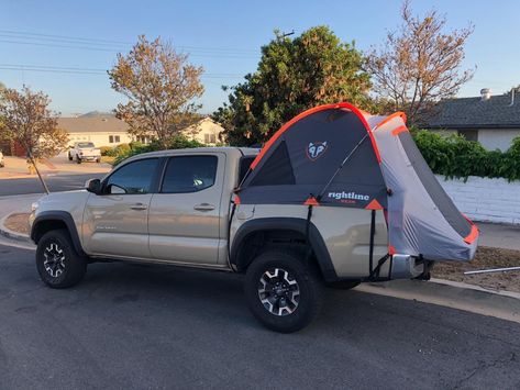 Truck Camping - 2016 Toyota Tacoma with truck bed tent ready for truck camping Tacoma Tent Truck Camping, Truck Bed Camping Diy, Toyota Tacoma Camping, Tacoma Tent, Tacoma Camping, Pickup Trucks Toyota, Bed Tents, Tacoma Mods, Truck Bed Tent