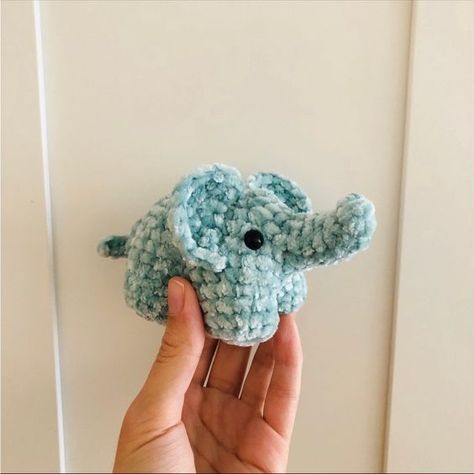 Hand Crafted Toys | Crochet Blue Velvet Elephant Amigurumi Stuffed Animal | Color: Blue | Size: Os Easy crochet toys #easycrochettoys #crochet #crochettoy #crochetpattern #crochetpatterns 5.305 Velvet Yarn Crochet Patterns, Velvet Amigurumi, Crocheted Stuffies, Crocheted Plushies, Mini Crochet Animals, Toys Quotes, Elephant Amigurumi, Crochet Toys Free Patterns, Diy Crochet Patterns