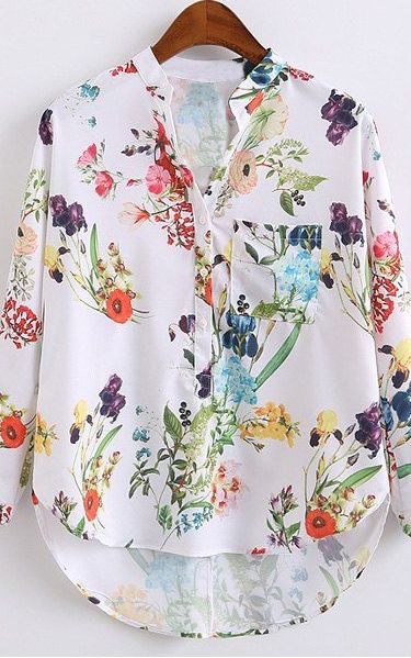 floral blouse Floral Print Tops Blouses, Dip Hem Blouse, Colorful Blouses, Fashion Stand, High Low Blouse, Floral Print Blouses, Blouse Online, Floral Print Tops, Print Blouse