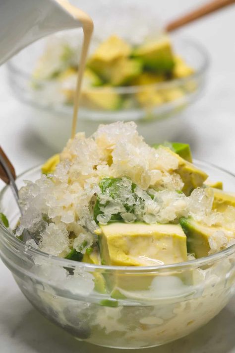 Avocado With Milk, Es Campur, Avocado Dessert Recipes Filipino, Avocado And Condensed Milk, Filipino Avocado Dessert, Avocado Condensed Milk Dessert, Avocado With Milk And Ice, Avocado Coconut Ice Cream, Mango Coconut Milk Ice Cream