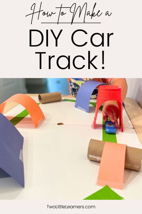 This post is all about how to make a DIY car track. This scrap paper craft is a perfect toddler vehicle activity for toddlers and preschool activity. Learn more about this car track craft at twolittlelearners.com Car Inquiry Kindergarten, Preschool Car Activities, Car Crafts For Toddlers, Things That Go Crafts For Toddlers, Diy Car Track, Transportation Crafts For Toddlers, Car Activities For Toddlers, Toddler Car Activities, Cars Preschool