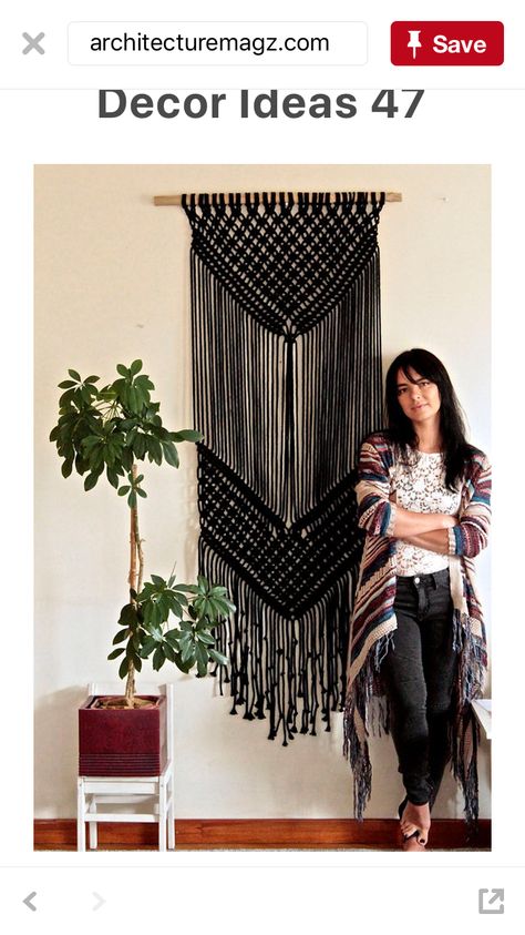 Desert Macrame, Black Macrame Wall Hanging, Macrame Black, Weaving Macrame, Macrame Wall Hanging Large, Art Macramé, Black Tapestry, Makramee Diy, Black Macrame