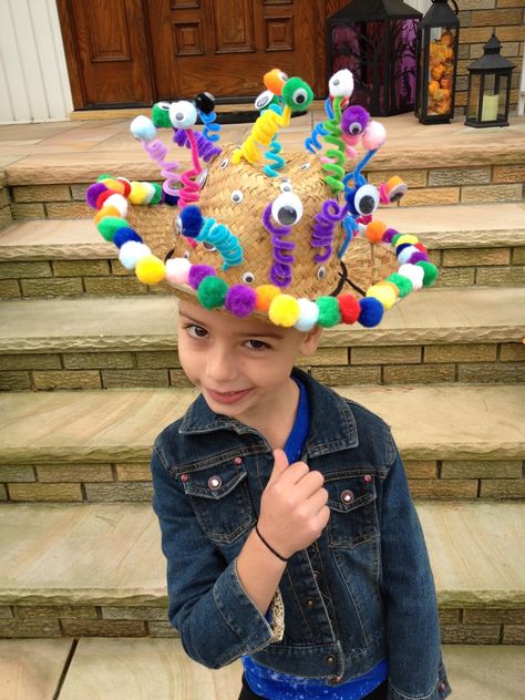 Musings of a Momsomniac: Wearing Many Hats... Crazy Hat Day Preschool, Hat Day Ideas, Spring Hat Ideas, Silly Hats For Kids Diy, Silly Hat Day Ideas Kids, Crazy Hat Ideas For Kids, Crazy Hat Day Ideas For Kids Diy, Hat Day At School Kids, Diy Crazy Hat Day Ideas