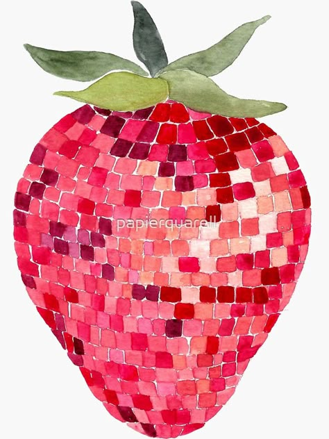 Fruit Disco Ball, Disco Ball Fruit, Disco Fruit, Strawberry Sticker, Diy Pottery Painting, Journal Stuff, Cute Paintings, Diy Pottery, Pink Tone