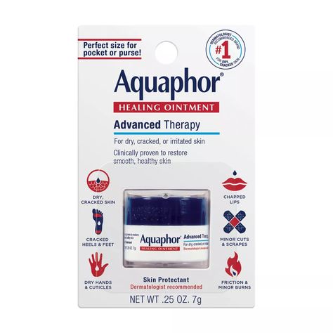 Aquaphor Healing Ointment Skin Protectant Advanced Therapy Moisturizer For Dry And Cracked Skin Unscented - .25oz : Target Travel Size Lotion, Mini Aquaphor, Aquaphor Healing Ointment, Dry Hand Skin, Therapy Healing, Extremely Dry Skin, Dry Skin Body, Healing Ointment, Mini Jars