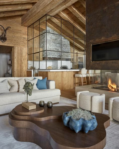 Explore The Chalet Lookbook | LuxDeco Modern Lodge Interior Design, Ski Home Decor, Italian Chalet, Small Chalet Design, Modern Ski Chalet Interiors, Ski Resort Interior, Ski Chalet Interior Design, Swiss Interior Design, Swiss Chalet Interior