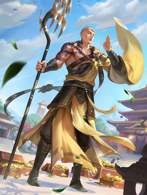 Ancient Chinese Warrior Art, Monk Anime, Monk Dnd, Wu Kong, Chinese Warrior, The Monks, China Art, Ancient Chinese, Fantasy Character Design