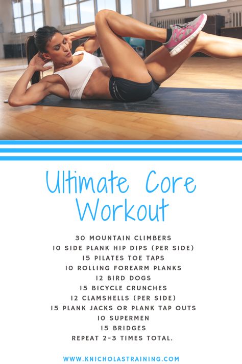 This workout will help strengthen your entire core - abdominals, back and pelvic core muscles. It requires no equipment and is easy to tack on to the end of another workout! #coreworkouts #core exercises Crosstrainer Workout, Amazing Workouts, Plank Hip Dips, Fit Moms, Workout Wednesday, Exercise Workouts, Core Workouts, Hips Dips, Exercise Ideas