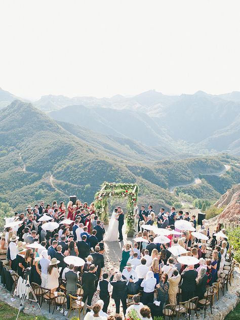 24 Most Beautiful Mountainside Wedding Locations in America | TheKnot.com Malibu Rocky Oaks Wedding, Mountain View Weddings, Wedding Locations California, Destination Wedding Cost, Malibu Rocky Oaks, Mountain Top Wedding, Southern California Wedding Venues, Mountain Wedding Venues, Malibu Wedding