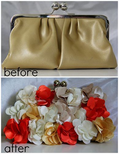 Purse Makeover, Bedazzled Purse, Bag Makeover, Diy Bedazzled, Fancy Clutch Purse, Clutch Diy, Clutch Tutorial, Flower Clutch, Best Leather Wallet