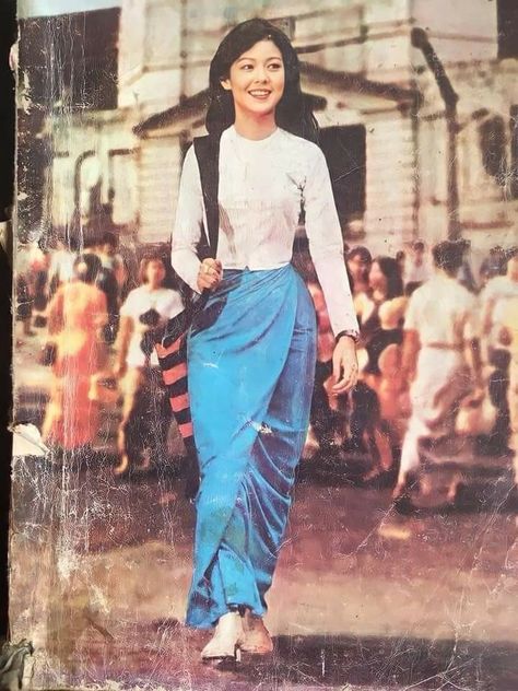 Vintage Myanmar, Myanmar Clothes, Korean Hair Color, Thai Fashion, Burmese Clothing, Thai Clothes, Traditional Dresses Designs, Myanmar Traditional Dress, Myanmar Dress Design