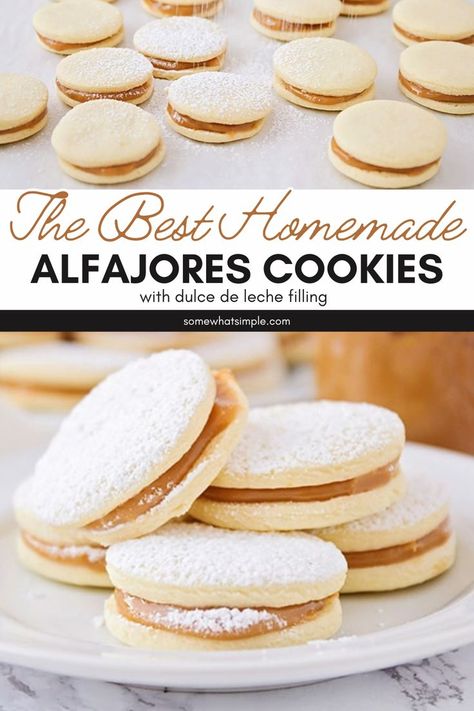 Enjoy the taste of alfajores, popular in Latin America. This easy cookie recipe is a sweet treat for the family. Whether in bakeries or homemade, alfajores are a cherished snack for special occasions. Easy Alfajores Recipe, Alfajores Recipe, Healthy Snaks, Horchata Recipe, Mexican Cookies, Baking Challenge, Xmas Treats, Holiday Sweets, Peruvian Recipes