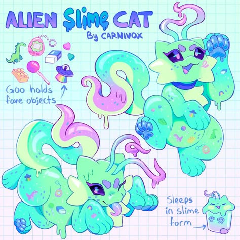 Chibi Cat Base, Carnivox Art, Chibi Alien, Pochi Science, Alien Core, Cat Adopts, Myth Art, Fnaf Oc, Chibi Cat