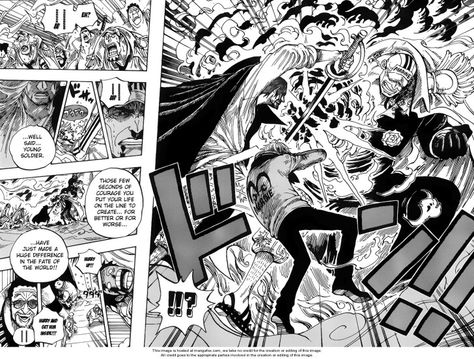 Shanks saves coby Doflamingo Manga Panel, Doflamingo Manga, Don Quixote Doflamingo, Don·quixote Doflamingo, Stars Quotes, Read One Piece Manga, Comic Book Template, Big Mom, One Piece Chapter