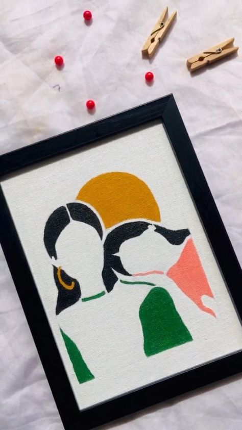 Illustration Art On Canvas, A5 Canvas Painting, Colourful Easy Painting, Acrylic Illustration Art, Simple Love Art Ideas, Art Drawings Beautiful Easy, Canvas Painting Ideas For Gifting, Paintings To Give As Gifts, Painting For Sister Birthday