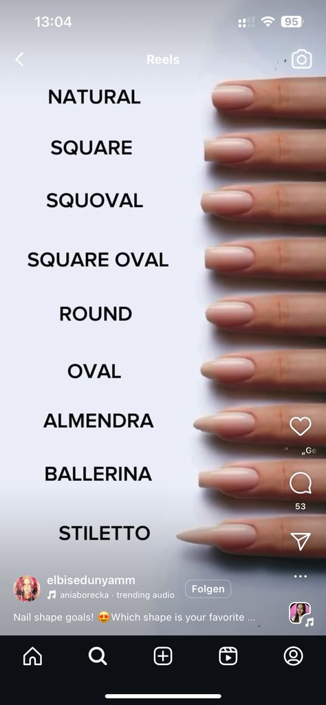 Different Shaped Nails, Jan Nails, Gel Nails Shape, Nail Shape Chart, Nail Tech Career, Square Oval Nails, Types Of Nails Shapes, Natural Nail Shapes, Oval Shaped Nails