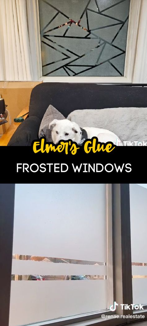 People Are Using Elmer's Glue On Their Windows, And The Results Are Gorgeous Frost Window Diy, Frosting Windows For Privacy Diy, Glue On Windows For Privacy, Diy Window Frost, Elmers Glue Window Frost, Faux Frosted Glass Diy, Elmer’s Glue On Windows, How To Frost Glass Windows, Diy Frosted Glass Window With Glue