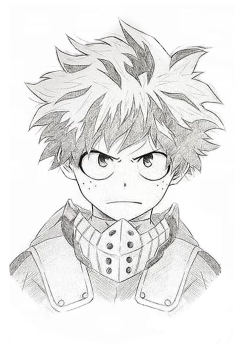 Deku Face Drawing, Izuku Midoriya Drawing Pencil, Deku Drawing Pencil, My Hero Drawings, My Hero Academia Drawing Pencil, How To Draw Deku, Deku Drawing Sketch, Izuku Drawing, Midoriya Drawing