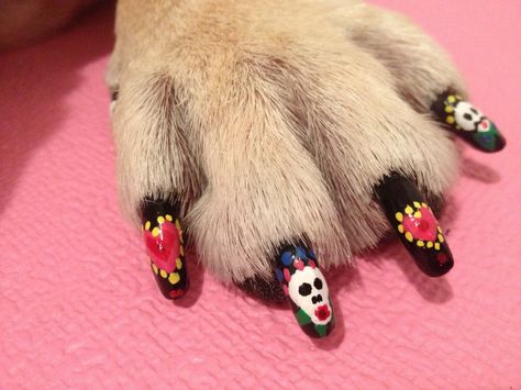 Dog Nail Art, Sugar Skull Nails, Skull Nail Art, Nail Polish Pens, Neon Nail Polish, Skull Nails, Unique Pens, London Nails, Dog Nails