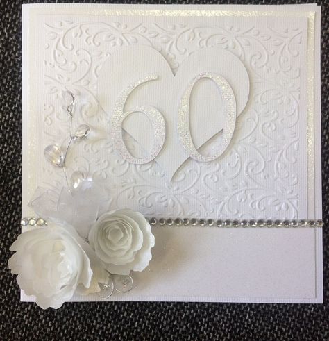 Stampin Up 60th Wedding Anniversary Cards, 60th Anniversary Cards Handmade, Diamond Wedding Anniversary Cake, Diamond Wedding Anniversary Cards, 50th Anniversary Cards, 60th Wedding Anniversary, Anniversary Cards For Wife, Wedding Shower Cards, Anniversary Scrapbook