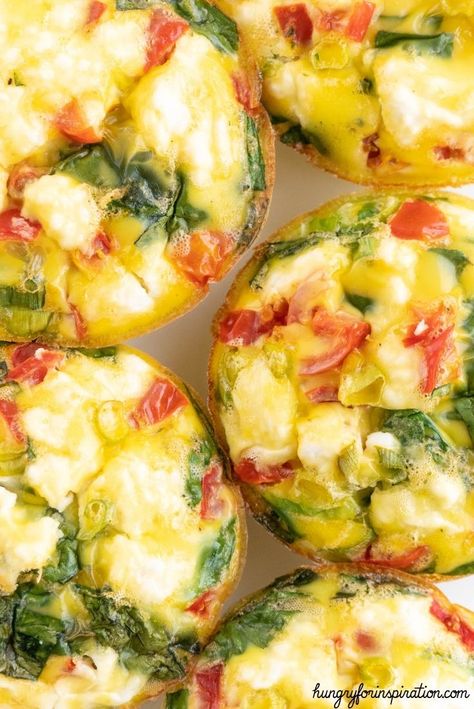 Veggie Egg Muffins, Keto Egg Muffins, Feta Tomato, Keto Savory, Keto Spinach, Pesto Eggs, Spinach Muffins, Tomato Egg, Spinach Breakfast