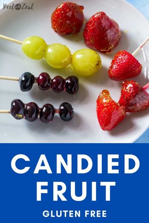 Hard candied fruit is easy to make at home with your favorite fruit. The best Chinese street food snack and a sweet treat idea. Gluten free candy recipe. Hard Candy Grapes, Tanghulu Recipe, Ramen Party, Candied Grapes Recipe, Candied Fruit Recipes, Camp Snacks, Hard Candy Recipes, Chinese Street Food, Chinese New Year Food