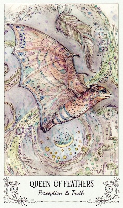 Queen of Feathers - Card from Spiritsong Tarot Deck Animal Tarot Cards, Spirit Song, Tarot Decks Art, All Tarot Cards, Animal Tarot, Feather Cards, Highest Self, Spirit World, Minor Arcana